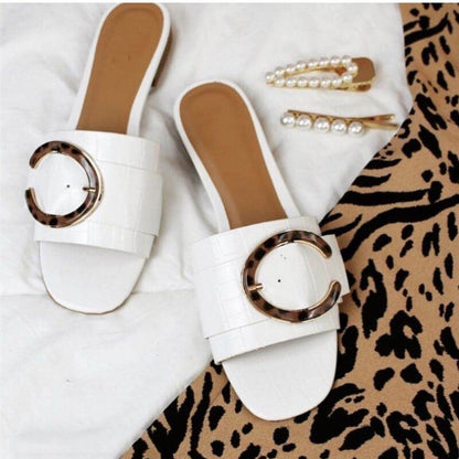 Summer Solid Color Buckle Slippers DC350 - Furdela Wholesale