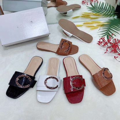 Summer Solid Color Buckle Slippers DC350 - Furdela Wholesale