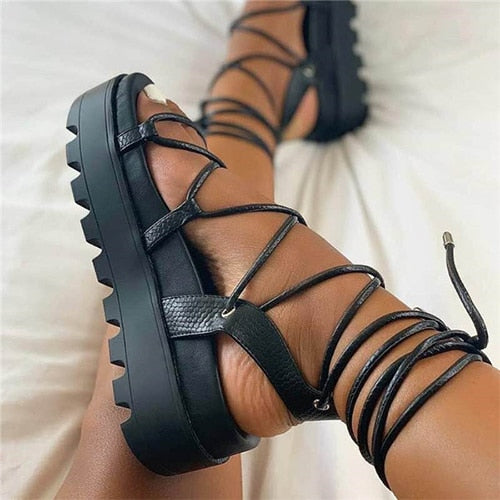 Woman Gladiator Platform Sandal - Furdela Wholesale