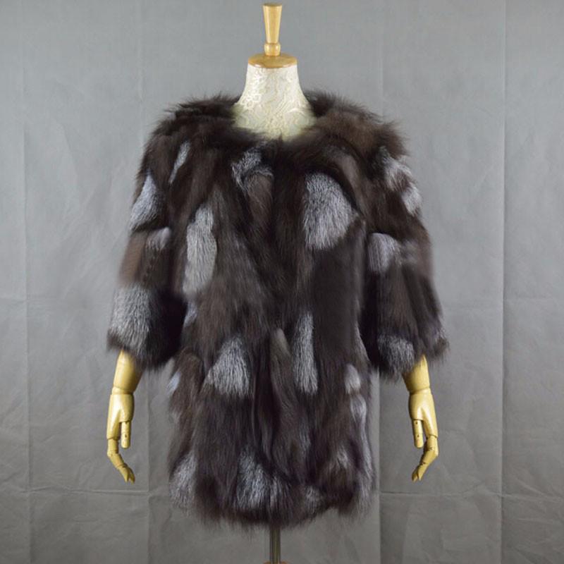 Mixcolored Fox Fur Coat - Furdela Wholesale
