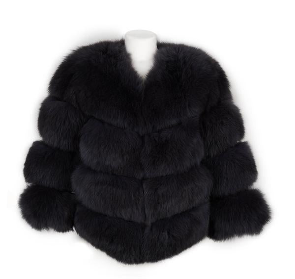 Luxury Lady 4 Bars Fox Fur Coat 55cm - Furdela Wholesale