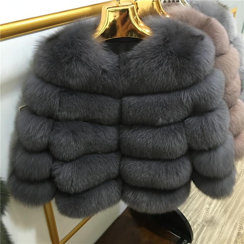 Luxury Fox Fur Coat 50CM Natural White/Black/Light Grey/Deep Grey/Coffee/Camel - Furdela Wholesale