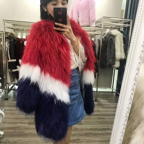 Luxurylady Mixcolors Raccoon Fur Coat/Jacket/Overcoat - Furdela Wholesale
