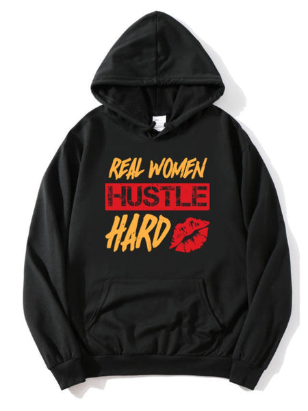 Plus Size Hustle Hard Lip Letter Print Kangaroo Pocket Tracksuit Set AR5015