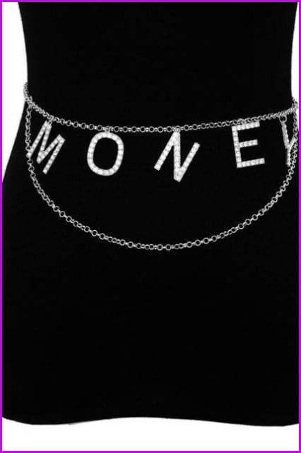 Punk Vintage Gold Multi Layered Crystal Letter MONEY Pendant Body Chain F423 - Furdela