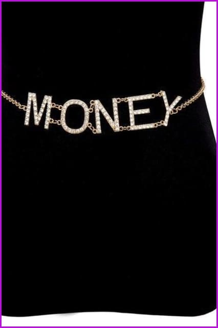 Punk Vintage Gold Multi Layered Crystal Letter MONEY Pendant Body Chain F423 - Furdela