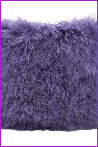 Purple Mongolian Lamb Fur Pillow Covers DO777 - Furdela Wholesale