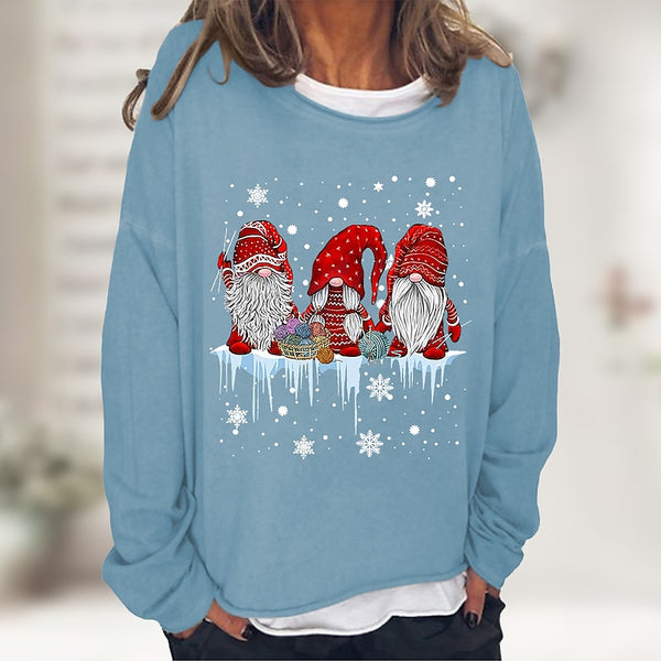 Women's Sweatshirt Pullover Active Streetwear Green Black Blue Graphic Snowflake Gnome Loose Fit Christmas Round Neck Long Sleeve S M L XL XXL 3XL PC119