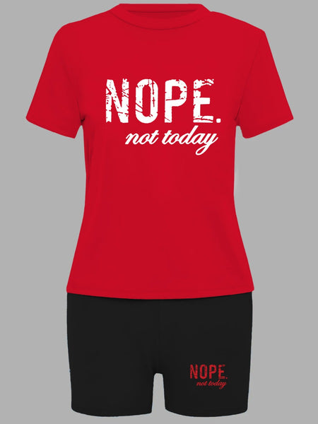 Nope Not Today Letter Print Shorts Set AR5010