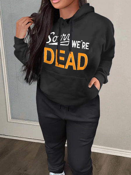 Letter Print Kangaroo Pocket Hoodie BO309