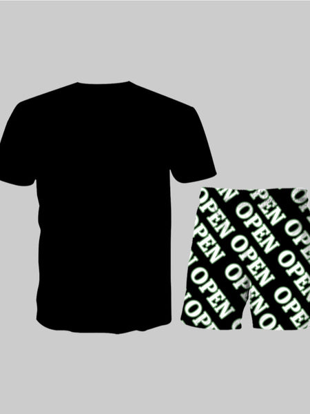 Men Cartoon Letter Print Shorts Set AR70127