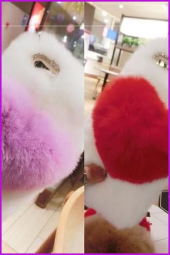 Rabbit Fur Fluffy Heart Phone Case DF001 - Furdela