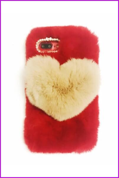 Rabbit Fur Fluffy Heart Phone Case DF001 - Furdela