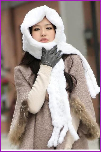 Rabbit Fur Hat with Scarf - Furdela