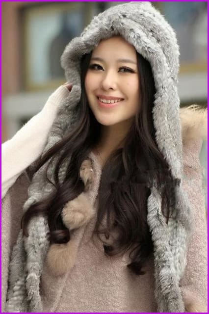 Rabbit Fur Hat with Scarf - Furdela