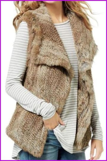 Rabbit Fur Knitted Gilet DO1432 - Furdela