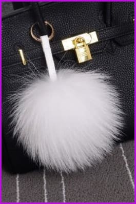 Raccoon Fur Pom Pom Keychain DO1182 - Furdela