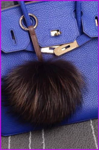 Raccoon Fur Pom Pom Keychain DO1182 - Furdela