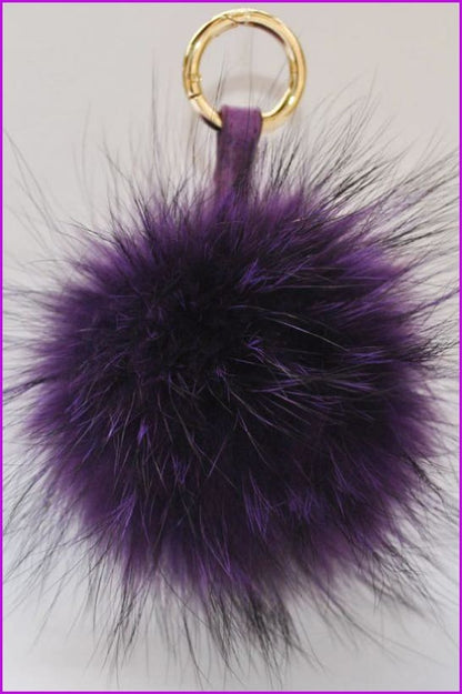 Raccoon Fur Pom Pom Keychain DO1182 - Furdela