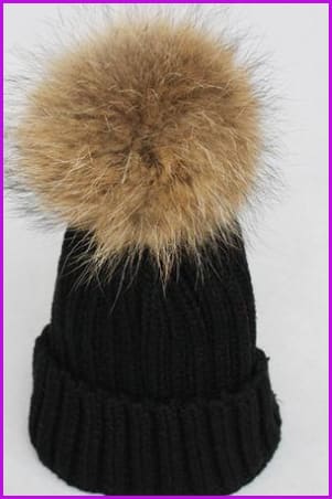 Raccoon Pom Knitting Hat DY474 - Furdela