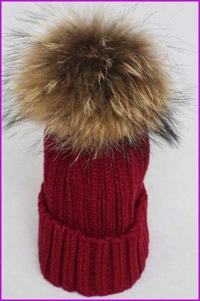 Raccoon Pom Knitting Hat DY474 - Furdela