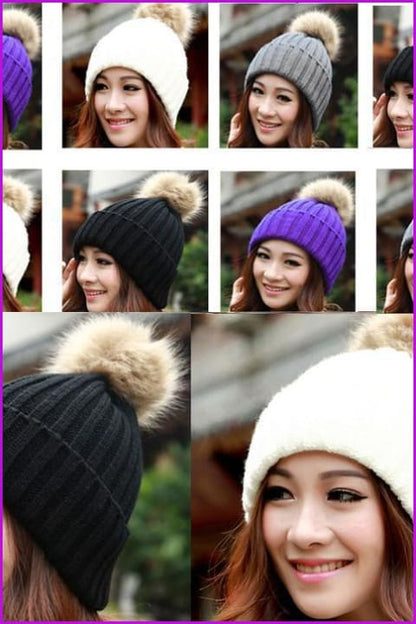 Raccoon Pompom Beanie Hat - Furdela