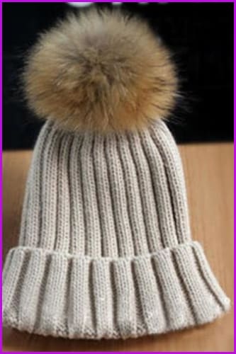 Racoon Fur Pompom Ball Knitted Beanie Hat - Furdela