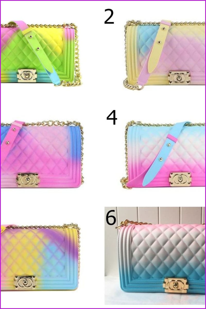 Rainbow Candy Jelly Shoulder Cross Body Bag F045 - Furdela