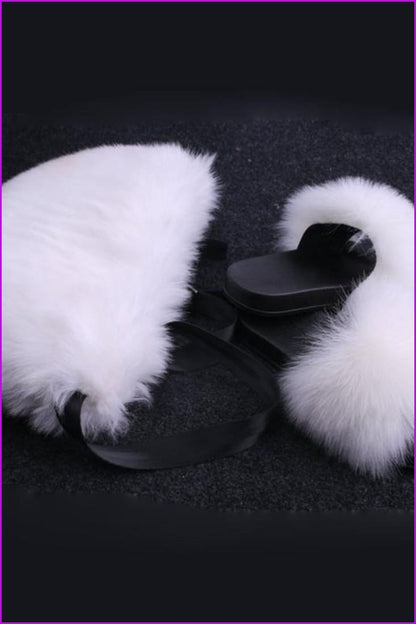 Rainbow Fur Slides with Matching Shoulder Bag F755 - Furdela