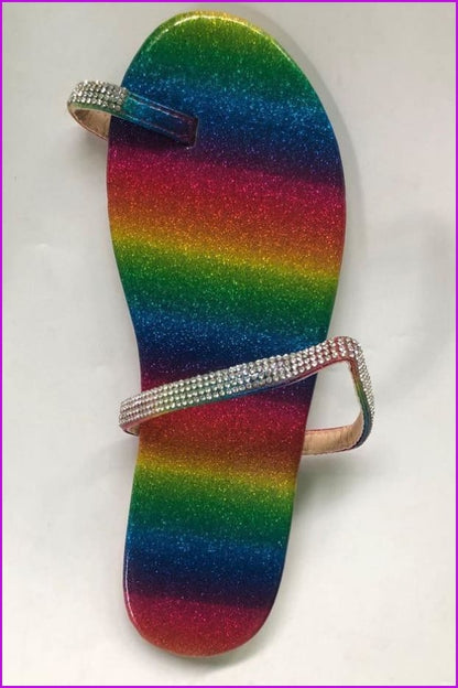 Rainbow/ Snake Pattern Bling Rhinestone Sandals F480 - Furdela