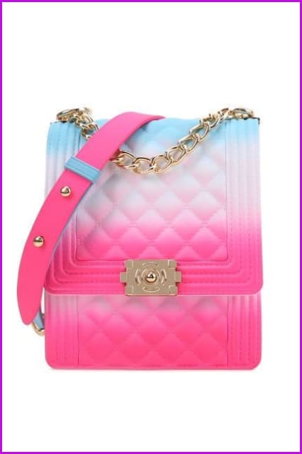 Rainbow Vertical Rhombic Bag Diagonal Bag Chain Jelly Bag F644 - Furdela