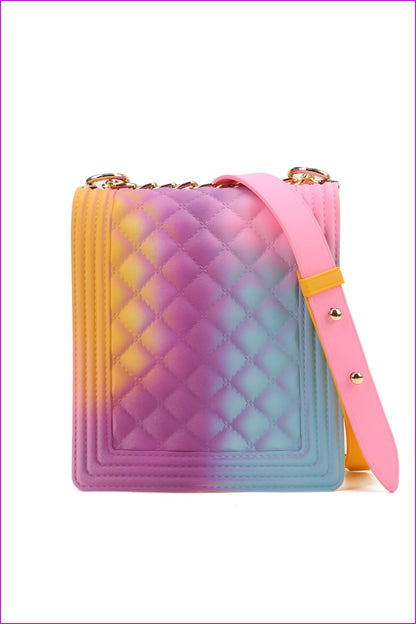 Rainbow Vertical Rhombic Bag Diagonal Bag Chain Jelly Bag F644 - Furdela