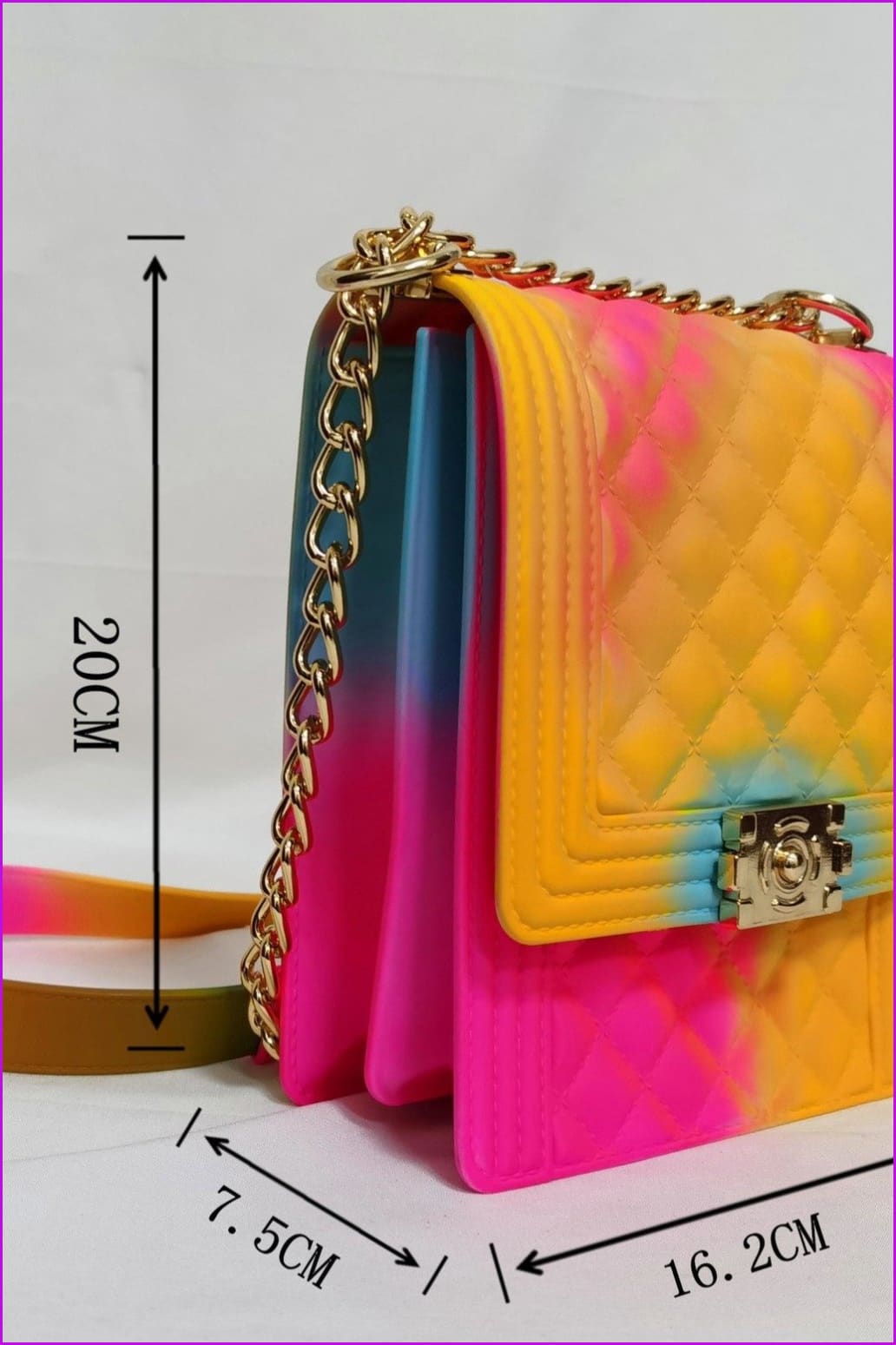 Rainbow Vertical Rhombic Bag Diagonal Bag Chain Jelly Bag F644 - Furdela