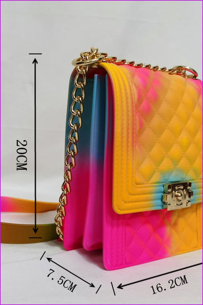 Rainbow Vertical Rhombic Bag Diagonal Bag Chain Jelly Bag F644 - Furdela