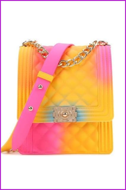 Rainbow Vertical Rhombic Bag Diagonal Bag Chain Jelly Bag F644 - Furdela