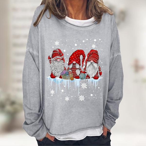 Women's Sweatshirt Pullover Active Streetwear Green Black Blue Graphic Snowflake Gnome Loose Fit Christmas Round Neck Long Sleeve S M L XL XXL 3XL PC119