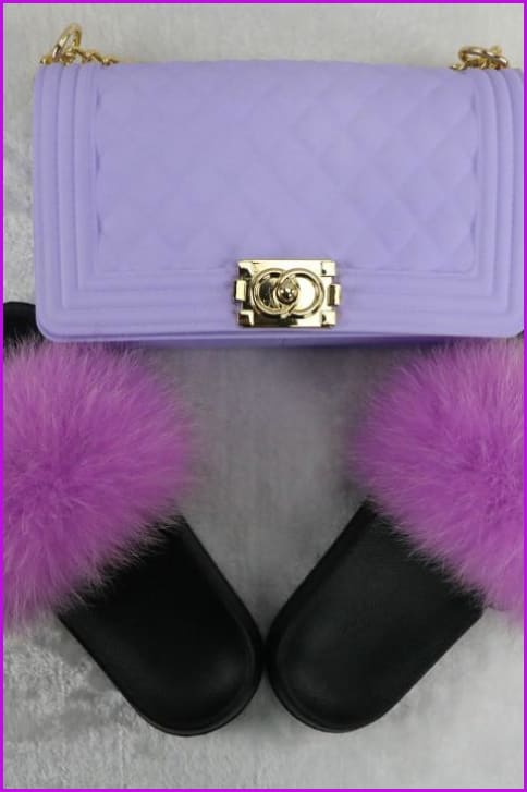 Ready Stock Baby Purple Slides & Bag Set F735 - Furdela