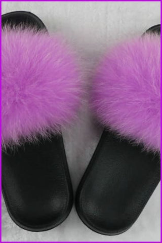 Ready Stock Light Purple Fur Slides F725 - Furdela