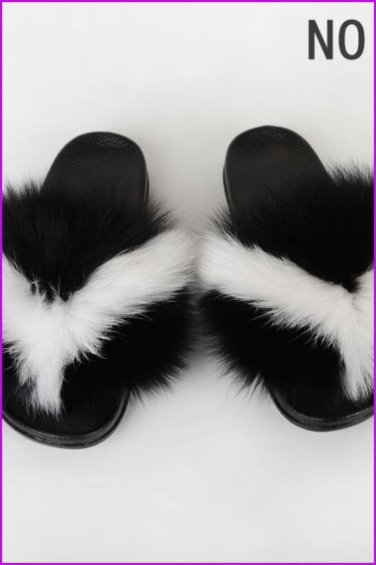 { Ready Stock } New Color Fox Fur Slides F639 - Furdela