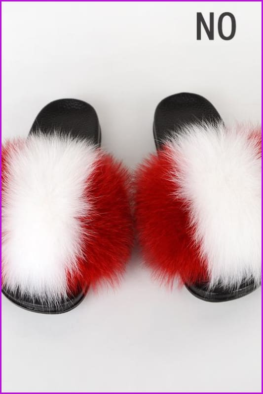 { Ready Stock } New Color Fox Fur Slides F678 - Furdela