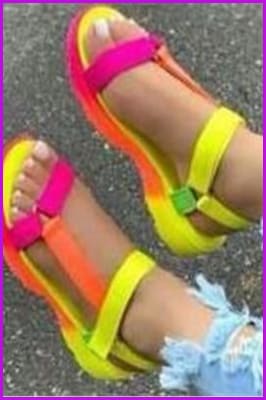 Ready Stock Rainbow Colorful Beach Sandals F517 - Furdela