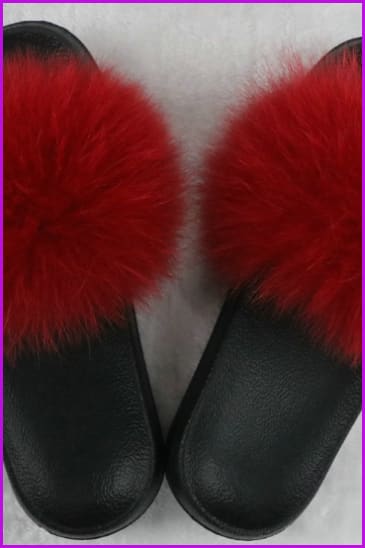 Ready Stock Red Fur Slides F725 - bronxriverempiregardens