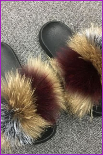 { Ready Stock } Super Fluffy Three Colors Raccoon Sliders F136 - Furdela