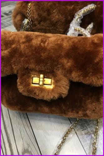 Real Fur Lambs Wool Shoulder Bag DF080 - Furdela Wholesale