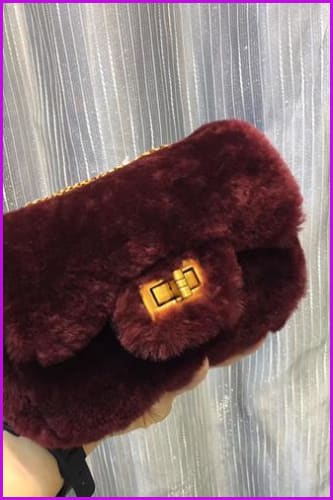 Real Fur Lambs Wool Shoulder Bag DF080 - Furdela Wholesale