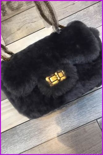 Real Fur Lambs Wool Shoulder Bag DF080 - Furdela Wholesale