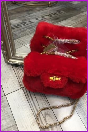 Real Fur Lambs Wool Shoulder Bag DF080 - Furdela Wholesale