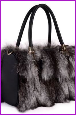 Real Silver Fox Fur Messenger Bags F3669 - Furdela