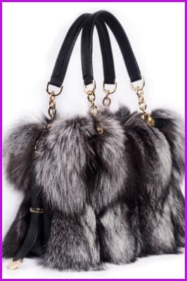 Real Silver Fox Fur Messenger Bags F3669 - Furdela