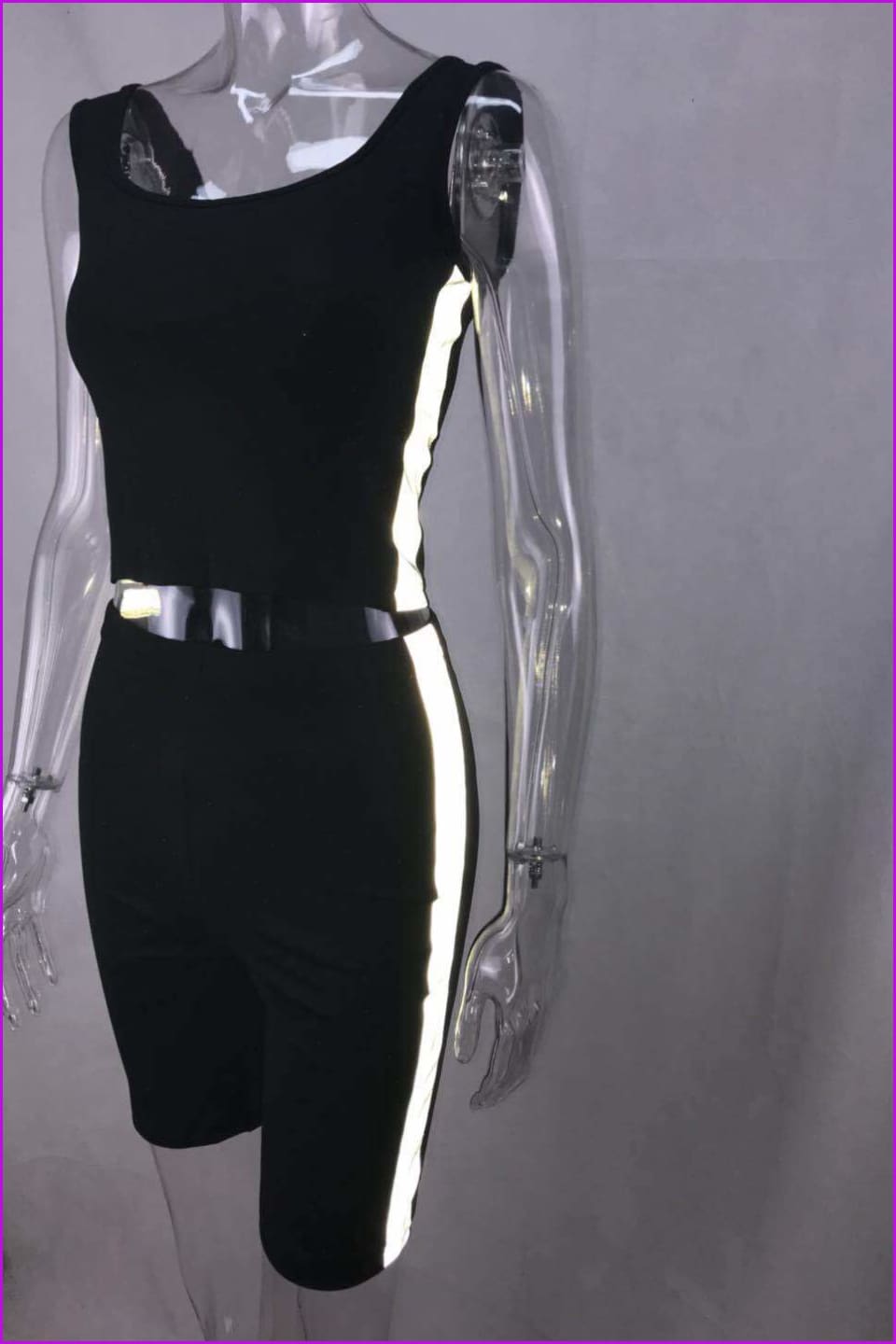 Reflective Skinny Biker Neon Sports Two-Piece Set F067 - Furdela